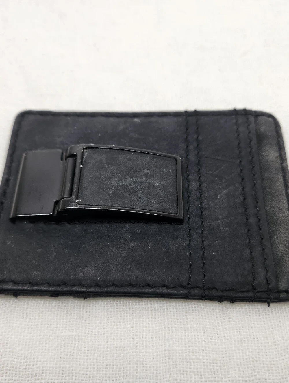 Levi's Black Leather Money Clip Wallet 2.75